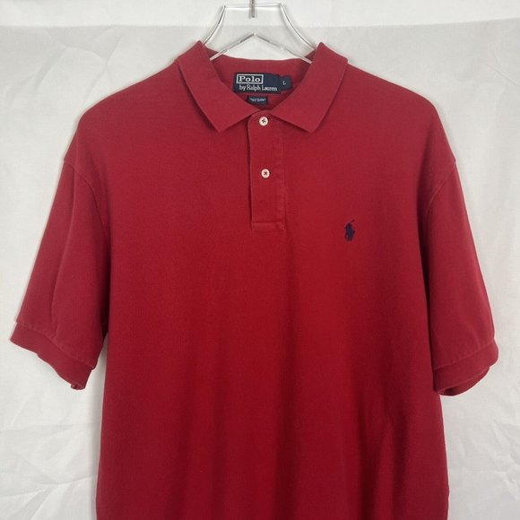 Ralph Lauren Polo Shirt Adult Large Red Cotton Golf Rugby Men L - Picture 2 of 11